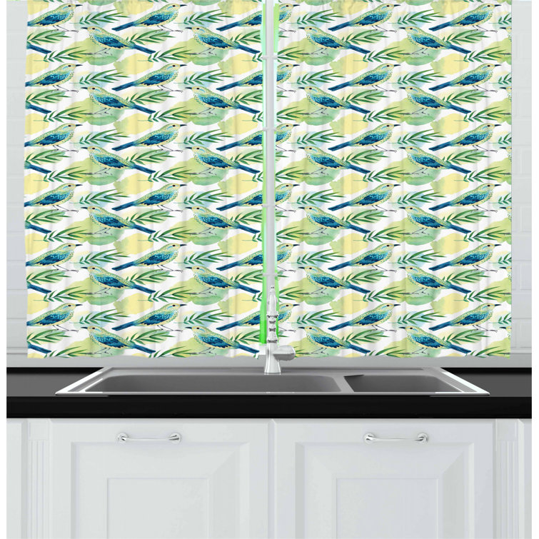 East Urban Home Tailored 55'' Kitchen Curtain in Pale Green | Wayfair